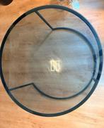 Glazen Ronde Tafel met Metalen Onderstel, Huis en Inrichting, Tafels | Salontafels, Gebruikt, Rond, Glas, Minder dan 50 cm
