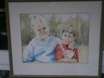 Mooie Pasteltekening van een Broer en Zus, ??? info gevraagd, Antiek en Kunst, Ophalen of Verzenden
