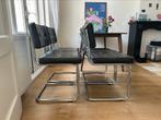 4x cantilever chairs (black leather / chrome), Ophalen, Gebruikt, Zwart, Metaal
