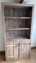 Steigerhouten kast; industriele look met deuren en planken, Ophalen, 100 tot 150 cm, 200 cm of meer, Industrieel