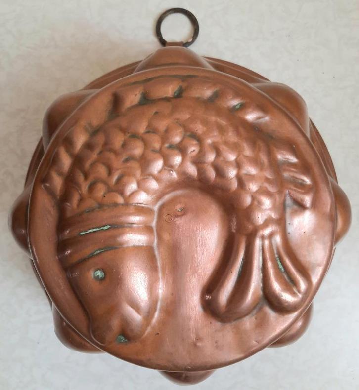 Antiek grote rood koperen cake/puddingvorm vis, Antiek en Kunst, Antiek | Keukenbenodigdheden, Ophalen of Verzenden