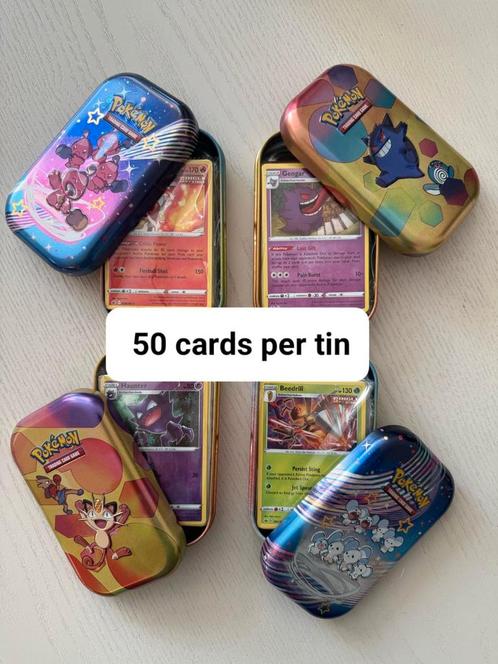 Mystery Tin (50 + 4 glimmende kaarten), Hobby en Vrije tijd, Verzamelkaartspellen | Pokémon, Zo goed als nieuw, Meerdere kaarten