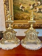 Antiek bronzen franse haard vuur bokken, Huis en Inrichting, Haarden, Ophalen of Verzenden, Zo goed als nieuw, Vrijstaande haard