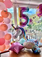 Gratis ballonnen  ‘5’ met unicorn en ballonnenboog, Hobby en Vrije tijd, Feestartikelen, Versiering, Ophalen of Verzenden, Zo goed als nieuw