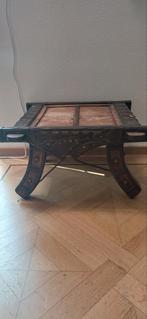 Vintage Salontafel Hout & Metaal 60x60, Huis en Inrichting, Gebruikt, 50 tot 100 cm, Metaal, Minder dan 50 cm