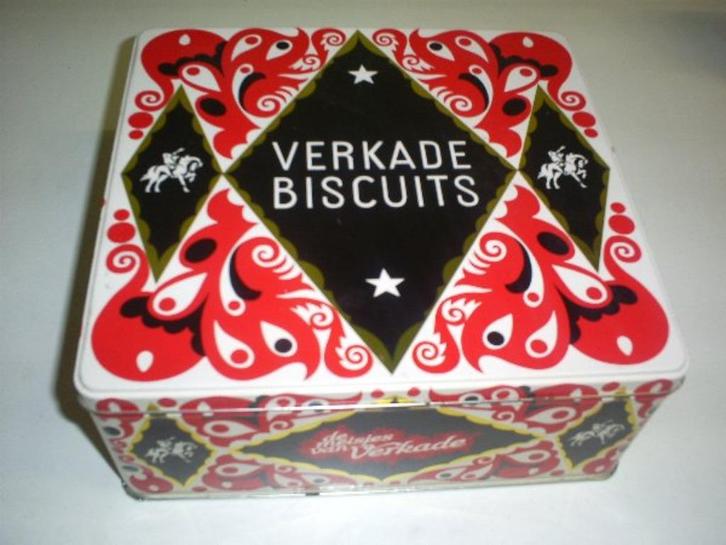 Verkade - mooi groot blik (voor koekjes), Verzamelen, Blikken, Zo goed als nieuw, Koek(jes), Verkade, Ophalen of Verzenden