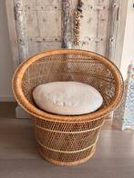 Vintage rotan fauteuil - boho ibiza stoel - handgevlochten, Huis en Inrichting, Fauteuils, Ophalen, Minder dan 75 cm, Riet of Rotan
