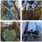 Tuindecoratie vogels bakjes voering antieke gietijzeren diva, Ophalen of Verzenden, Gebruikt