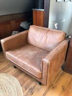 Loveseat Be Pure Home bruin leder, Huis en Inrichting, Fauteuils, Ophalen, Zo goed als nieuw, 75 tot 100 cm