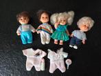 4 oude retro vintage poppetjes met kleding, Verzamelen, Poppen, Ophalen of Verzenden, Gebruikt, Pop