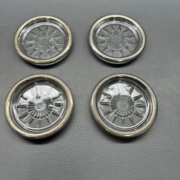 Vintage glazen onderzetters verzilverd Italiaanse oorsprong beschikbaar voor biedingen