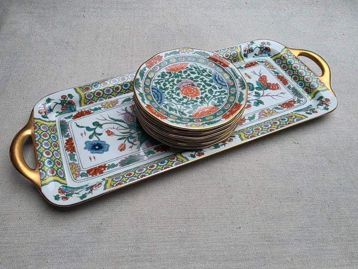 Schaal /dienblad met 6 schaaltjes, Antiek en Kunst, Antiek | Porselein, Ophalen of Verzenden