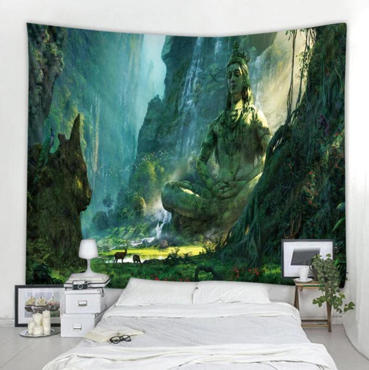 Boeddha Beeld Wandkleed / 3D Wand Kleed Buddha Muurkleed, Huis en Inrichting, Stoffering | Tapijten en Kleden, Nieuw, 200 cm of meer