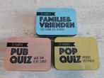 3x blik met kaart spel Pub en Pop Quiz + familie & vrienden, Hobby en Vrije tijd, Gezelschapsspellen | Kaartspellen, Een of twee spelers