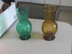 vaas made in Italy vintage brocante retro groen en amber, Antiek en Kunst, Antiek | Vazen, Ophalen of Verzenden