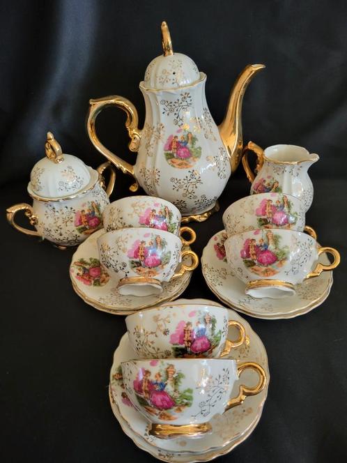 9 delig vintage theeservies, Antiek en Kunst, Antiek | Servies compleet, Ophalen of Verzenden