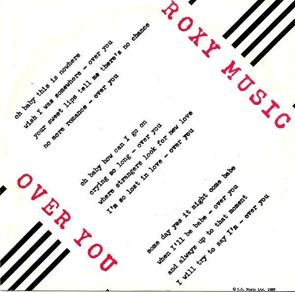 Roxy Music - Over you - Manifesto - 1980, Gebruikt, 7 inch, Single, Ophalen of Verzenden