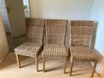 3 rieten eetkamer stoelen, zgan, Huis en Inrichting, Stoelen, Ophalen, Zo goed als nieuw, Bruin