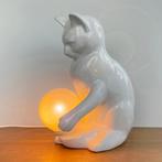 vintage kat LAMP porselein 70’s opaal glas Mid Century poes, Huis en Inrichting, Lampen | Tafellampen, Gebruikt, Ophalen of Verzenden
