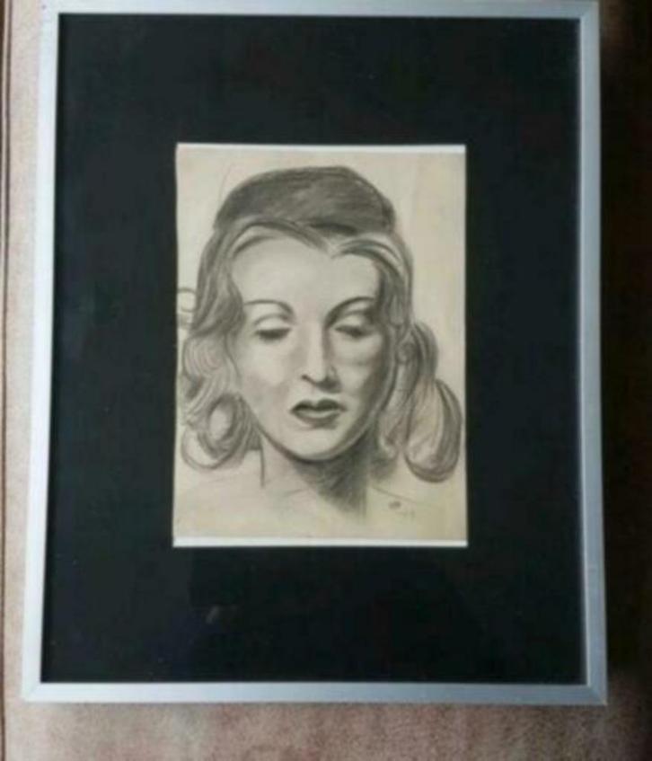 Orig. Potloodtekening 1939 vrouw gesigneerd, Antiek en Kunst, Kunst | Tekeningen en Foto's, Ophalen