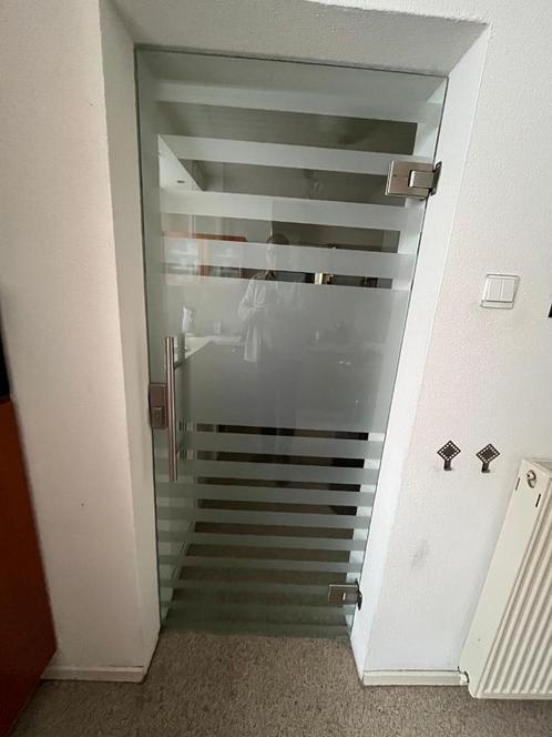 Glazen deur, Doe-het-zelf en Verbouw, Deuren en Horren, Zo goed als nieuw, Binnendeur, 200 tot 215 cm, 80 tot 100 cm, Glas, Ophalen