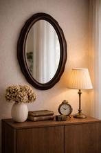 Antieke ovale spiegel, klassieke houten lijst, Antiek en Kunst, Ophalen, Ovaal, 50 tot 100 cm