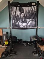 Half rack met pull up bar + Olympische stang + bumper plates, Sport en Fitness, Fitnessmaterialen, Ophalen, Zo goed als nieuw