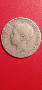 1 peseta 1900., Postzegels en Munten, Ophalen of Verzenden, Overige landen, Zilver
