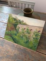 KUNST SCHILDERIJ VIADUCT FRANKRIJK OLIE OP HOUT, Antiek en Kunst, Kunst | Schilderijen | Klassiek, Ophalen of Verzenden