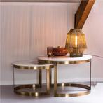 Light & Living - Ronde Salontafel Perlato - Wit Marmer Set 2, Huis en Inrichting, Tafels | Salontafels, 50 tot 100 cm, Minder dan 50 cm