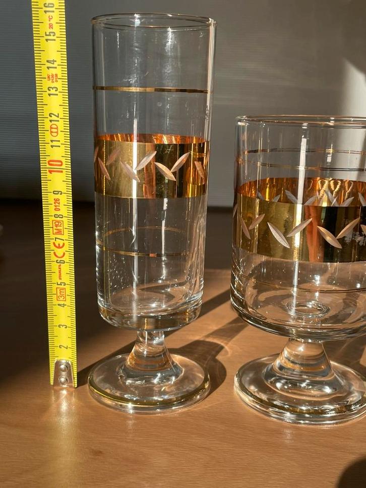 Glasservies | 34-delig | met bladgoud, Huis en Inrichting, Keuken | Servies, Zo goed als nieuw, Glas of Glazen, Overige stijlen