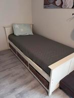 Eenpersoonsbed met opbergruimte, Ophalen, 90 cm, Eenpersoons, Wit