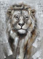 Handgeschilderd schilderij Leeuw 120x90cm, 75 tot 100 cm, Schilderij, Zo goed als nieuw, Ophalen
