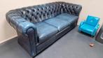 Blauwe 3-persoons Chesterfield bank, Ophalen, Gebruikt, Chesterfield, Driepersoons