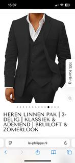 Zwart linnen zomer pak, nieuw in verpakking., Kleding | Heren, Kostuums en Colberts, Le Phillipe, Zwart, Ophalen of Verzenden