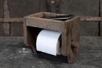 Oud houten toiletrol houder wc hout stoer sober landelijk