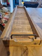 Houten dienblad met ijzeren handgrepen, Ophalen of Verzenden, Nieuw, Rechthoekig, Hout