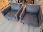 2 Stoere fauteuils - Donkergrijs Microvezel, Huis en Inrichting, Fauteuils, Ophalen