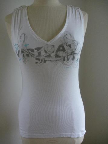 ESPRIT mouwloos t- shirt wit met grijze print maat XS beschikbaar voor biedingen