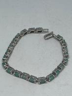 zilveren armband met echte smaragd – 925 sterling zilver, Sieraden, Tassen en Uiterlijk, Armbanden, Overige kleuren, Nieuw, 5646JA