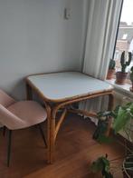 Vintage bamboe tafel met wit blad, Antiek en Kunst, Ophalen