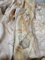 gordijnen 2x met prent grijs creme, Huis en Inrichting, Stoffering | Gordijnen en Lamellen, Ophalen of Verzenden, 'T Olde Gre-j