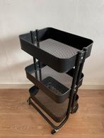 Zwarte IKEA trolley op wieltjes.  3 lagen,  stevig metaal, Ophalen, Zo goed als nieuw