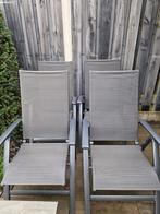 Set 4 verstelbare tuinstoelen met kussens, Tuin en Terras, Ophalen, Gebruikt, Aluminium