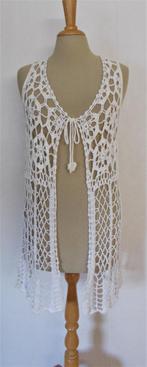 Ibiza/bohemian witte gehaakte top/gilet! L, Verzenden, Zo goed als nieuw, Maat 38/40 (M), Zonder mouw