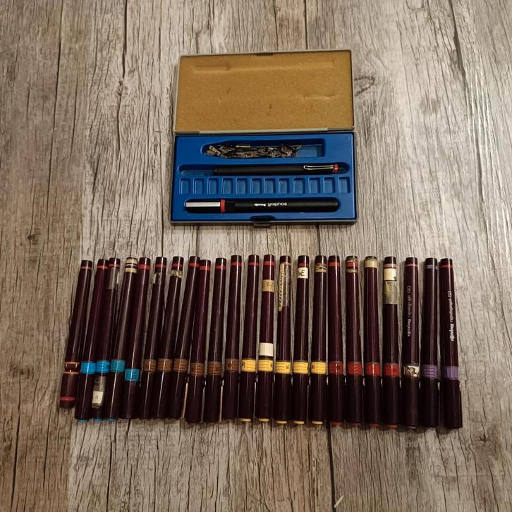 Rotring Rapidograph Pennen Set, Hobby en Vrije tijd, Tekenen, Gebruikt, Potlood of Stift, Ophalen of Verzenden