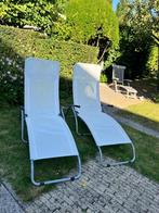 2 ligbedden/-stoelen, Tuin en Terras, Ligbedden, Ophalen, Gebruikt, Aluminium, Inklapbaar