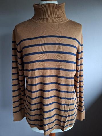 Zachte bruin/blauw gestreepte stretch trui van Taifun, M/L beschikbaar voor biedingen