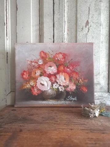 Olieverfschilderij bloemen - bloemstilleven beschikbaar voor biedingen