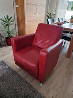 Rode leren fauteuil Hjort Knudsen in zeer nette staat, Ophalen, Zo goed als nieuw, 75 tot 100 cm, 50 tot 75 cm